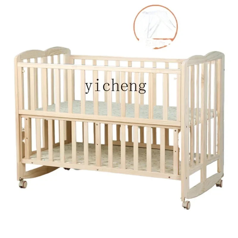 Crib Solid Wood Paint-Free Baby Cradle Foldable Multi-Functional Desk Portable Stitching Bed