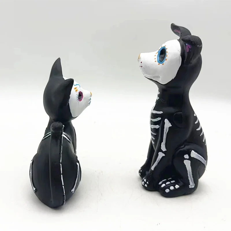 يوم الموتى الكلب والقط تمثال هالوين تمثال السكر الجماجم الحيوان تمثال الراتنج الحرف ديكورات مكتب المنزل