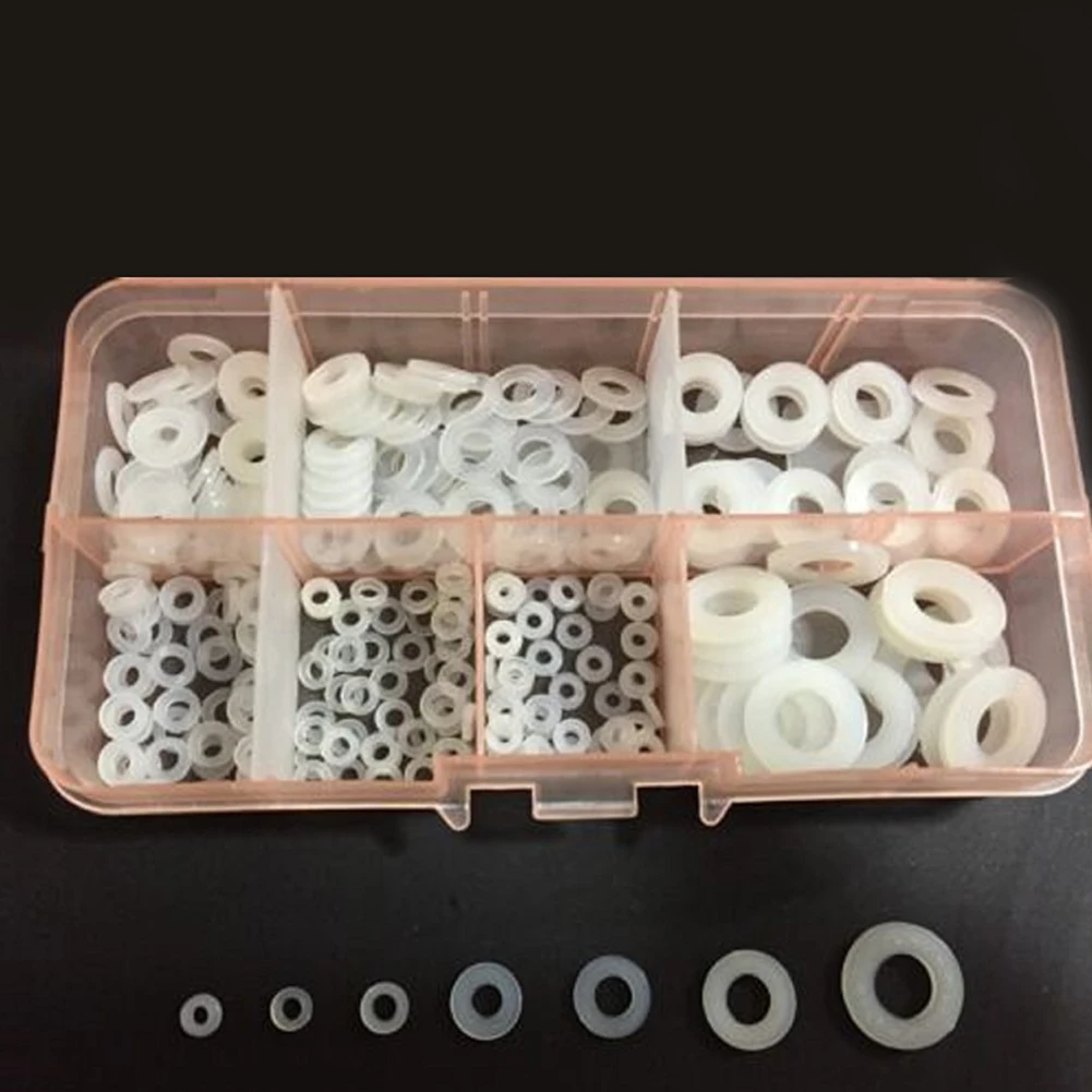 Washers Nylon Rubber Flat Ring Washer Gasket Set 364 pcs White Washers for M2 M8 Screws Electrical Applications