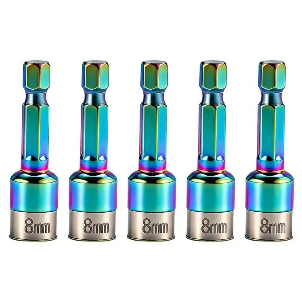 8mm Non-Magnetic Impact Socket High Torque CR-V Steel Socket Bits Hex Shank Nut Screwdriver Driver Impact Drivers Socket Adapter