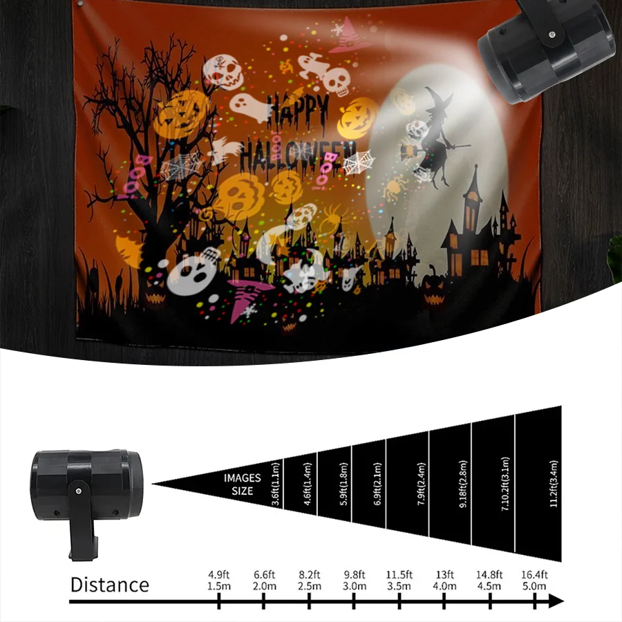 USB Power Halloween Decoration Projector Light Pumpkin Spider Bat Dynamic Pattens Projector Night Light for Bedroom Room Party