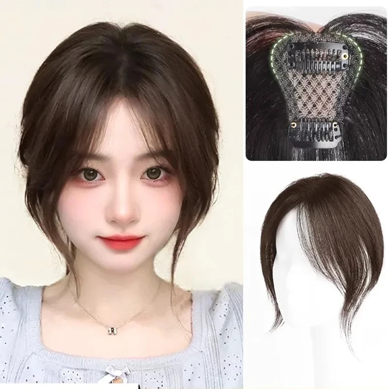 

Reissue Block Replacement Wig Eight Shaped Bangs Forehead Hair Patch Clip In Invisible Top Hairpieces Cover White Hai