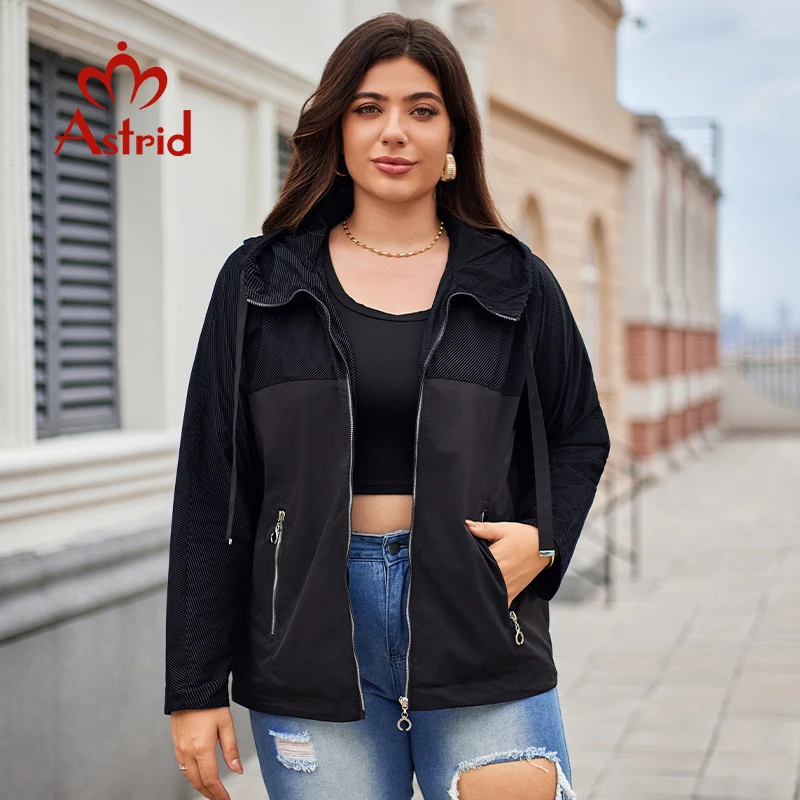 Astrid Neue frauen Graben Mantel Frauen Jacke Plus Größe Mit Kapuze Windjacke Dame Casual Mantel Weibliche Oberbekleidung Frühling 2024 10718