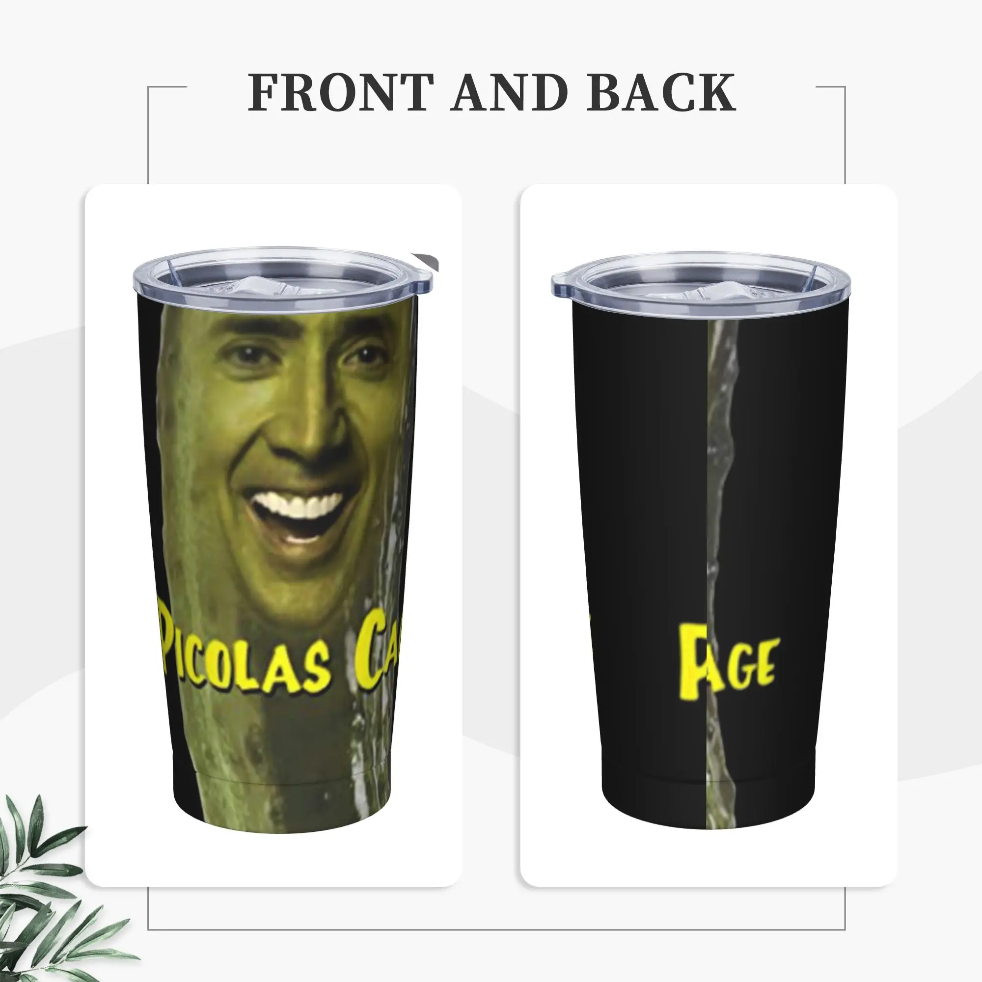 Picolas Cage Tumbler Vacuum Insulated Nicolas Cage Coffee Cups Stainless Steel Car Mugs Water Bottle, 20oz