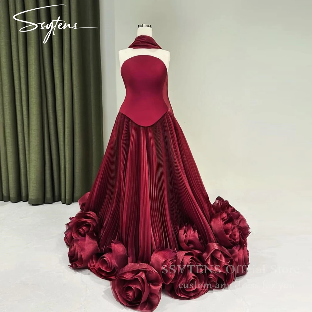 

SSYTENS A-line 3D Flowers Appliques Prom Dresses Elegant Backless Party Evening Dress Gift Sleeveless Customized Party Gown 2026