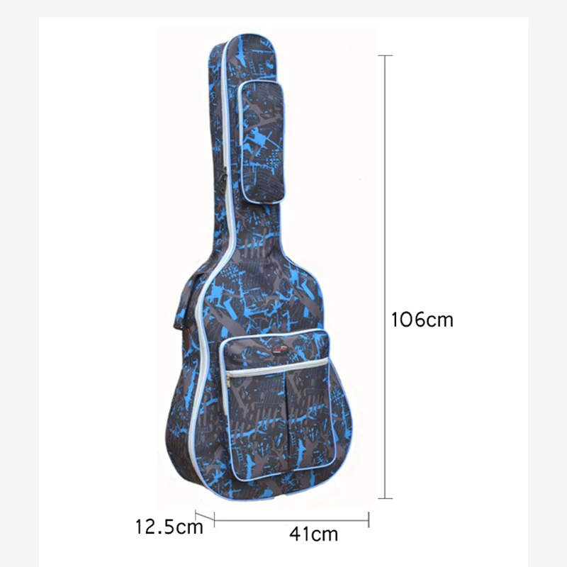 41Inch Acoustic Guitar Bag Water-resistant Oxford Cloth Double Stitched Straps Bag Guitar Carrying Case for Folk Guitar