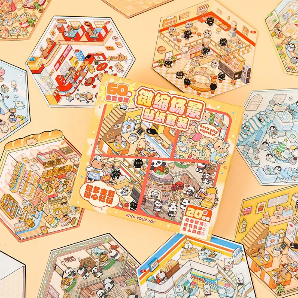 

Cute PET 3D Landscaping Stickers Cartoon DIY Crafts Visual Stacking Sticker 20 Sheets Scene Sticker Book