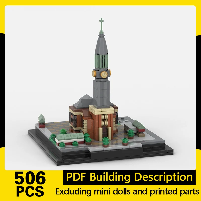 

Street View Model MOC Building Bricks German City Center Church Modular Technology Gifts Holiday Assemble Children Toys Suit