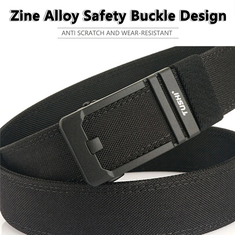 TUSHI Harter Gürtel Militärgürtel für Männer Robustes Nylon Metall Automatische Schnalle Polizei Taktischer Gürtel Outdoor-Gürtel IPSC-Zubehör – Detail 8