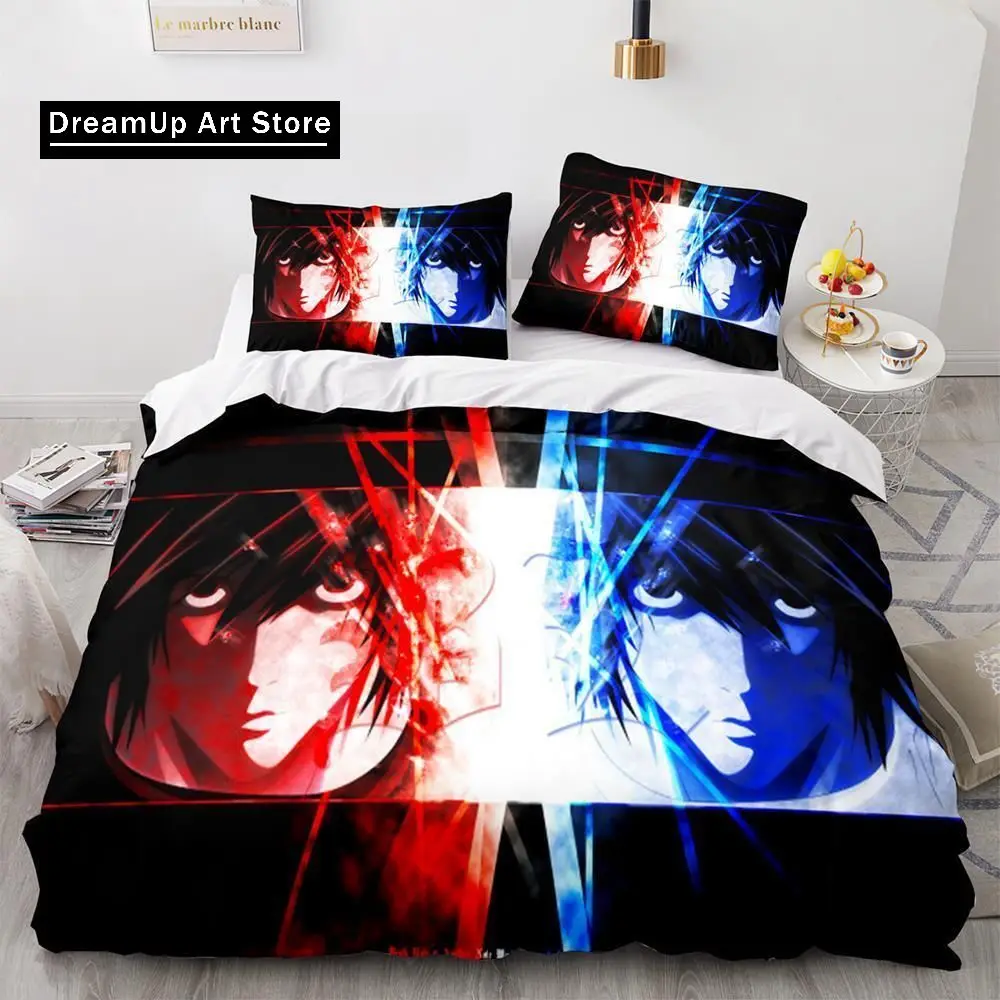 3D Print Anime Fashion Death Note L Bedding Set Boys Girls Twin Queen Full Size Duvet Cover Pillowcase Bed Set Adult Bedroom