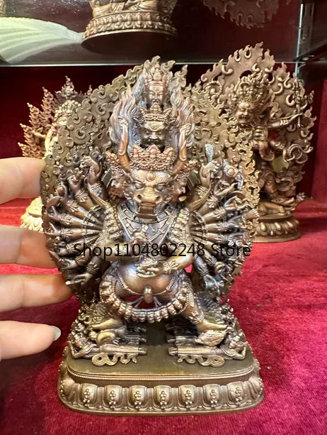 12CM Tibet Solitary Yamantaka Protector Buddha Copper Statue