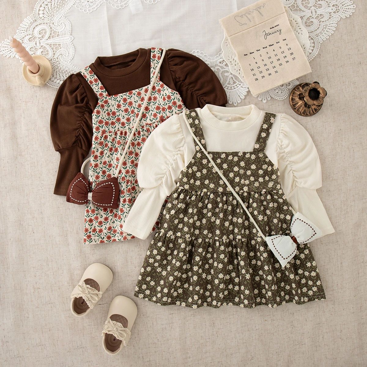 

Baby Girl Dress Spring And Autumn Cotton Color Blocked Full Printed Bow Long Sleeved Girl Dress Cute Casual Baby Girl Clothing