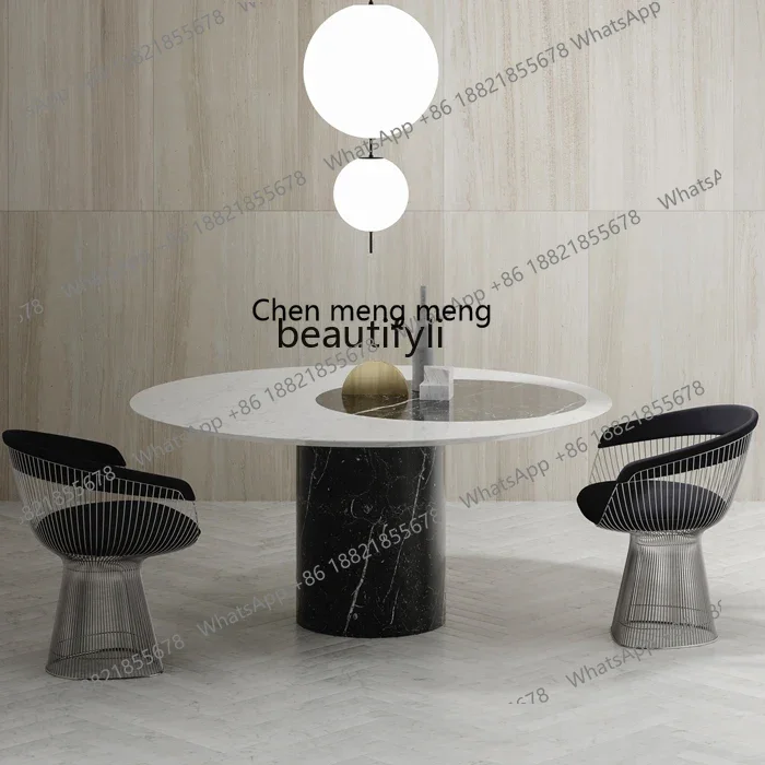 

D178 Nordic simple light luxury marble dining table villa model room round color matching dining table small apartment table D9