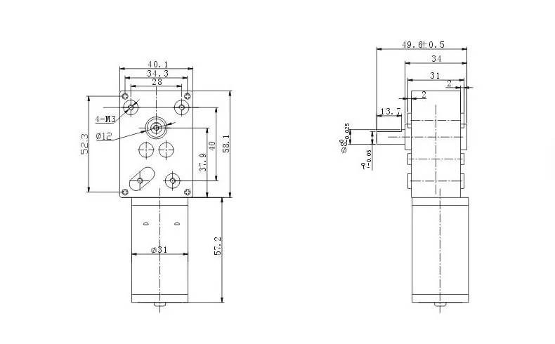 24V DC Geared Motor 370 High Torque Reversible Worm Gear Motor 2-160 RPM Speed Reduction Gearbox