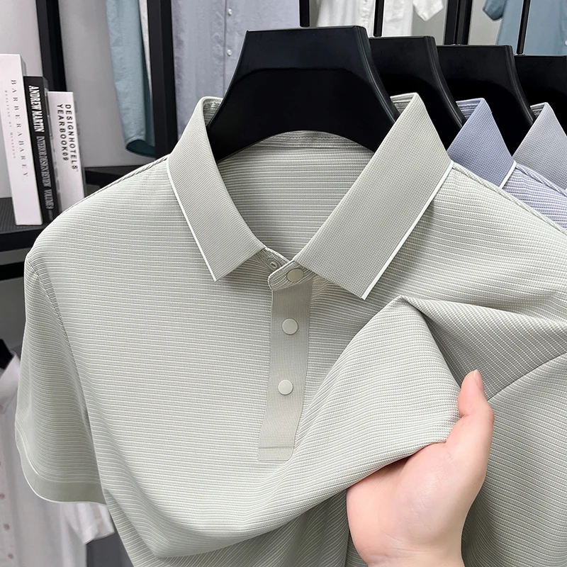 Personality striped short sleeve men's polo shirt high-quality luxury new summer comfort breathable casual fashion lapel T-shirt