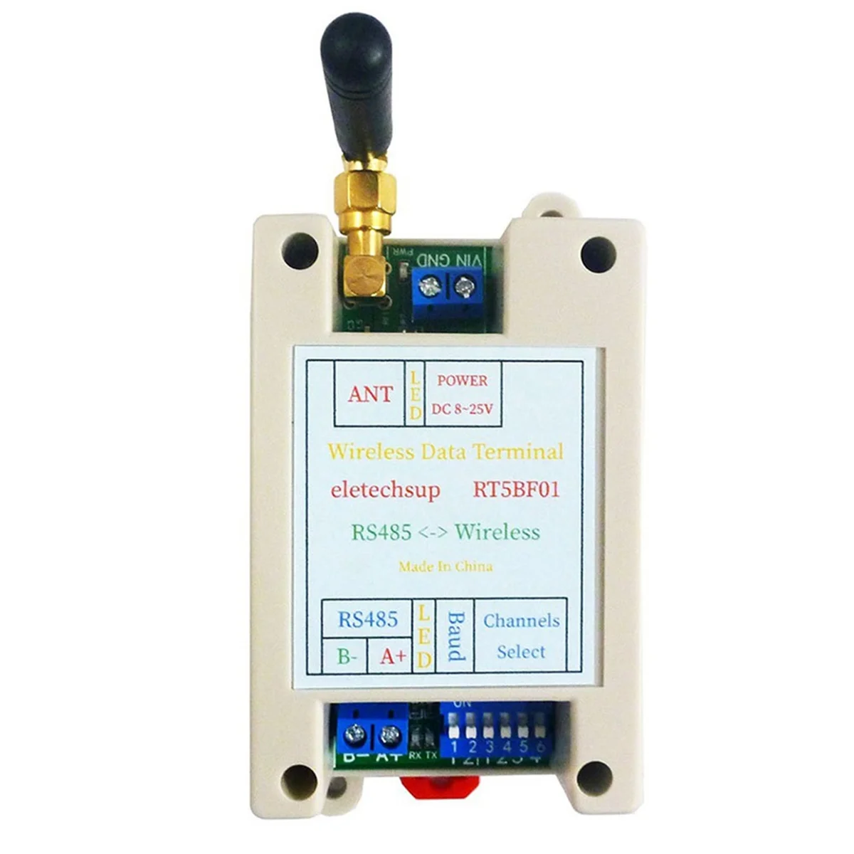 وحدة الإرسال والاستقبال اللاسلكية ، جهاز الإرسال والاستقبال UART ، Modbus RTU ، مفتاح Din للسكك الحديدية ، RS485 ، DC 12V 24V ، 20DBM -121dBm