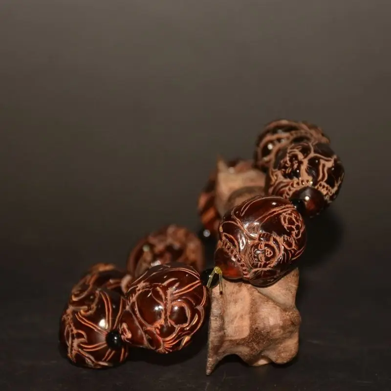 Tibetan-style hand-carved horn of ox Ruyi Maitreya Buddha bracelet   Bead diameter 2.5, height 3, total length 10.5cm, weight