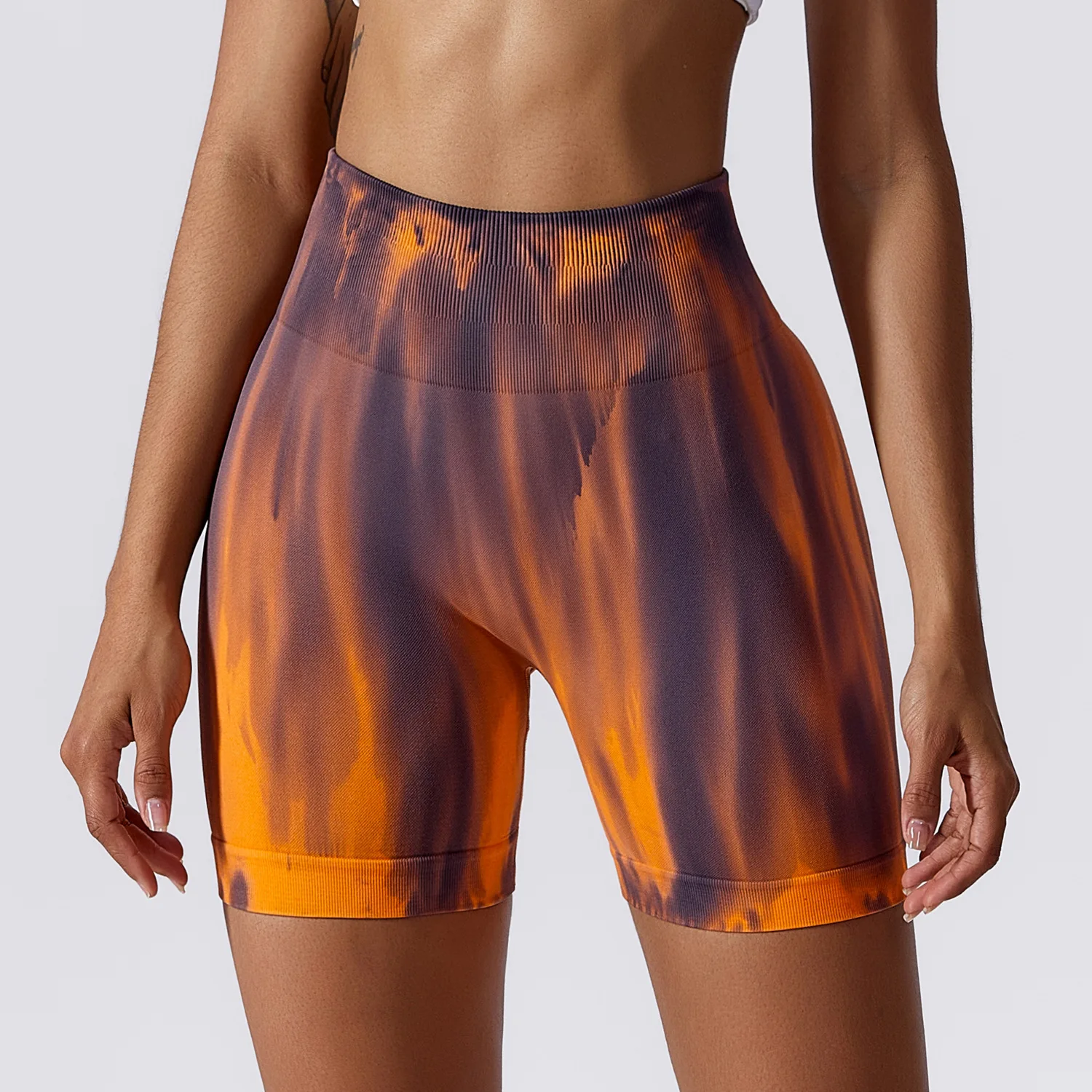 Nowy Scrunch tyłek Push Up Aurora Tie-Dye Fitness spodenki sportowe kobiet na siłownię elastyczny, ciasny trening do biegania kolarstwo spodenki do