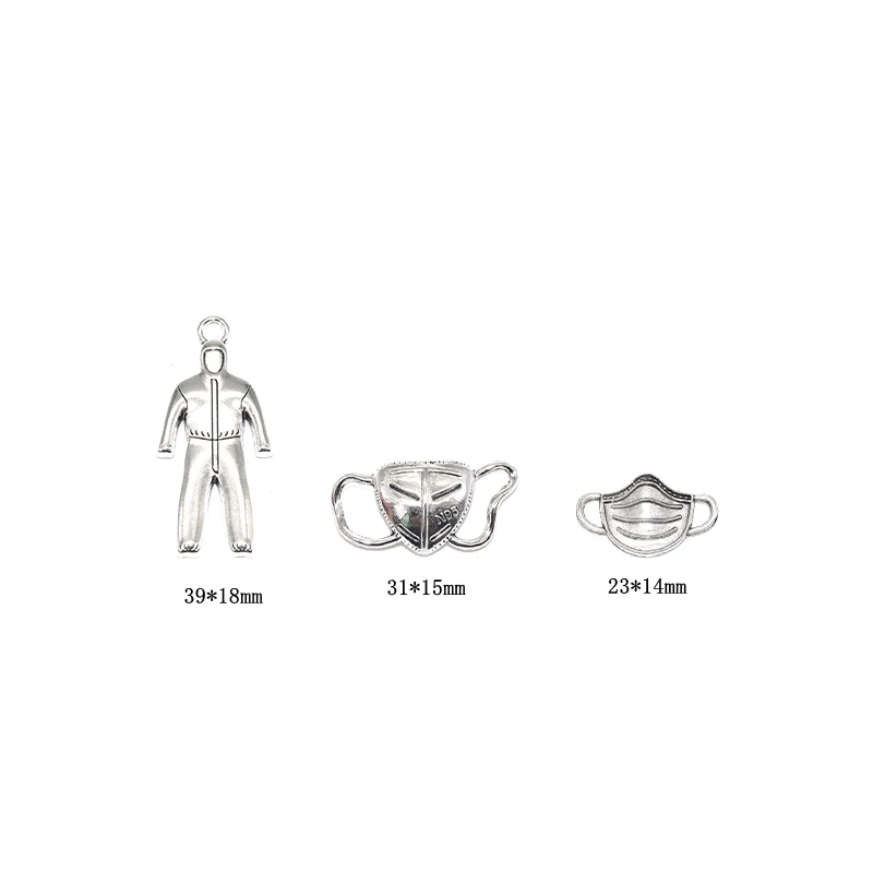 Wholesale Antique Silver Face Mask Protective Suit Charms Alloy Metal Pendants For DIY Necklace Bracelet Earring Jewelry Making