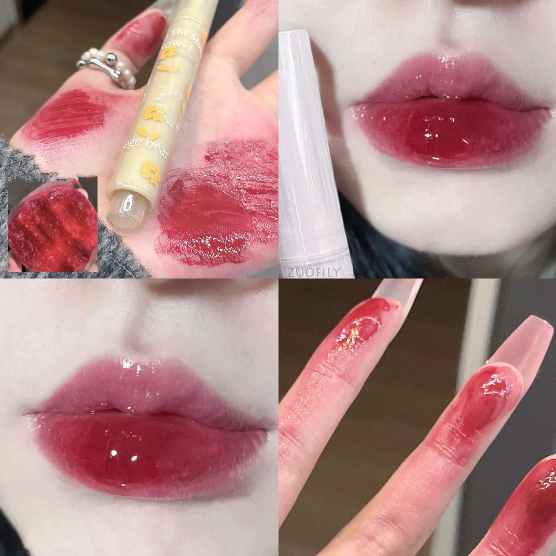 Lápiz labial en forma de corazón, maquillaje coreano transparente, resistente al agua, hidratante