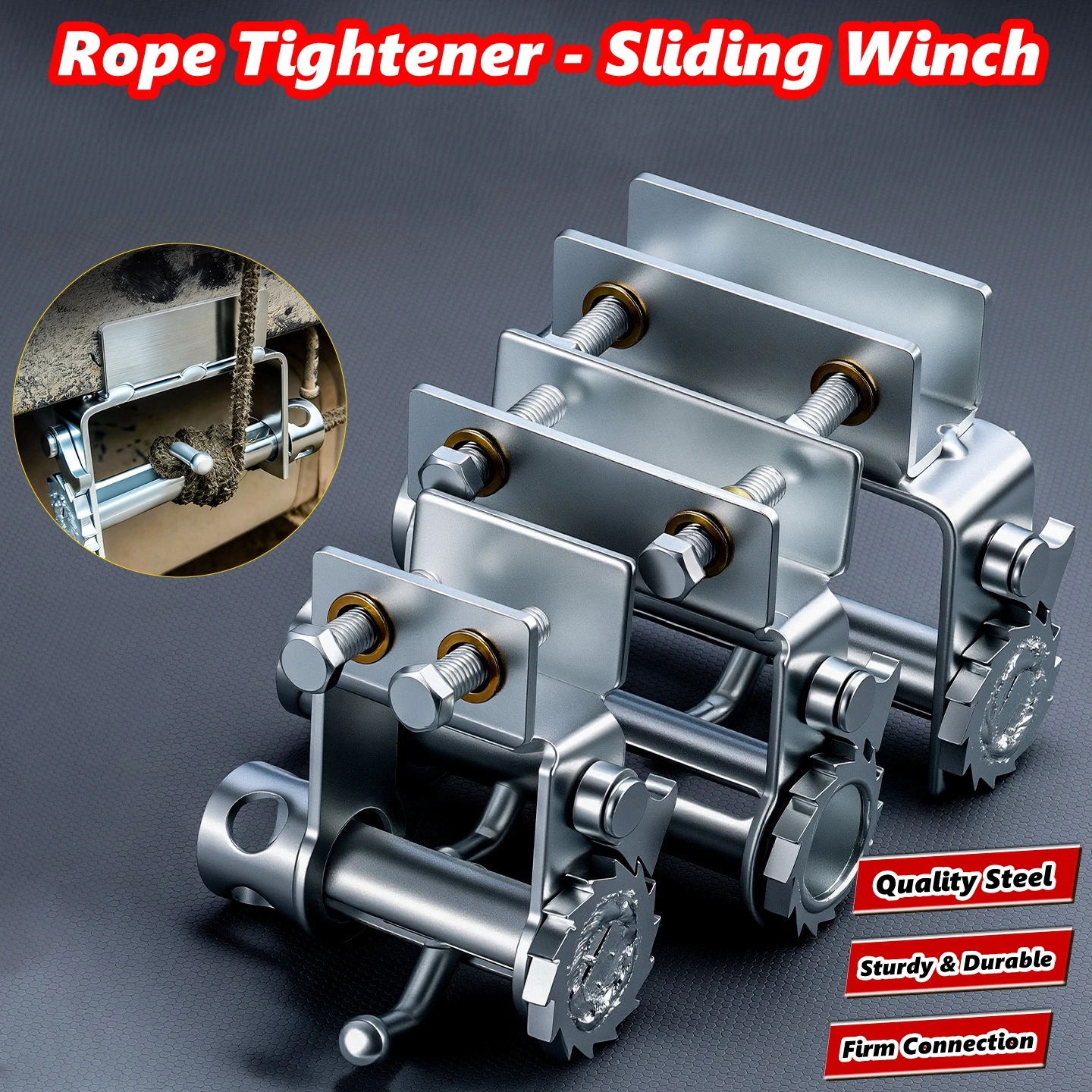Sliding Bolt on Winch Compact Sliding Winch Car Cargo Handling Steel Professional Truck Rope Tightener Tensioner Tension Control