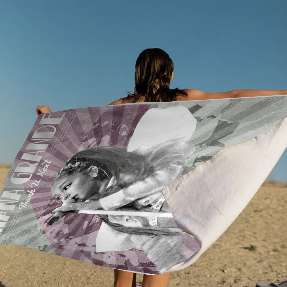 American Pop Singer Ariana Grande Microfiber Blanket Quick Drying Beach Towels Oversized Printing Super Absorbent Pool Blanket