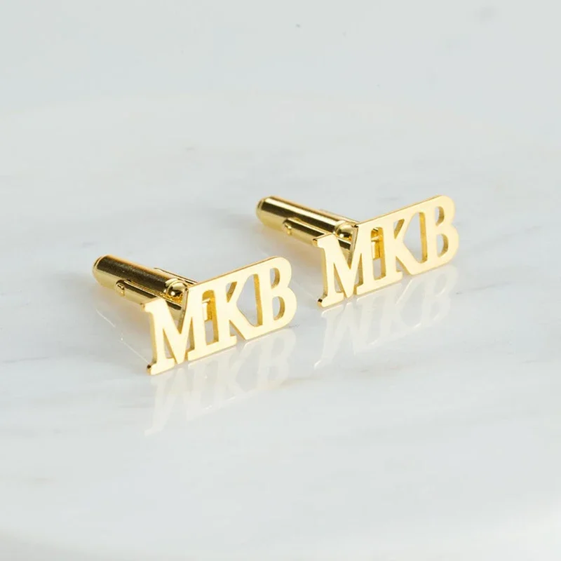 Custom Stainless Steel Name Cufflinks Letter Initials Cufflinks Groom Wedding Buttons Men Gift Jewelry Engraved Name Cuff Clips