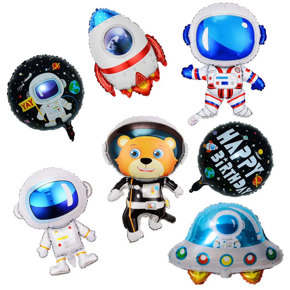 

5pcs Astronaut Foil Balloon Rocket Balloons For Boy Kids Universe Series Outer Space Birthday Party Baby Shower Decor Supplies