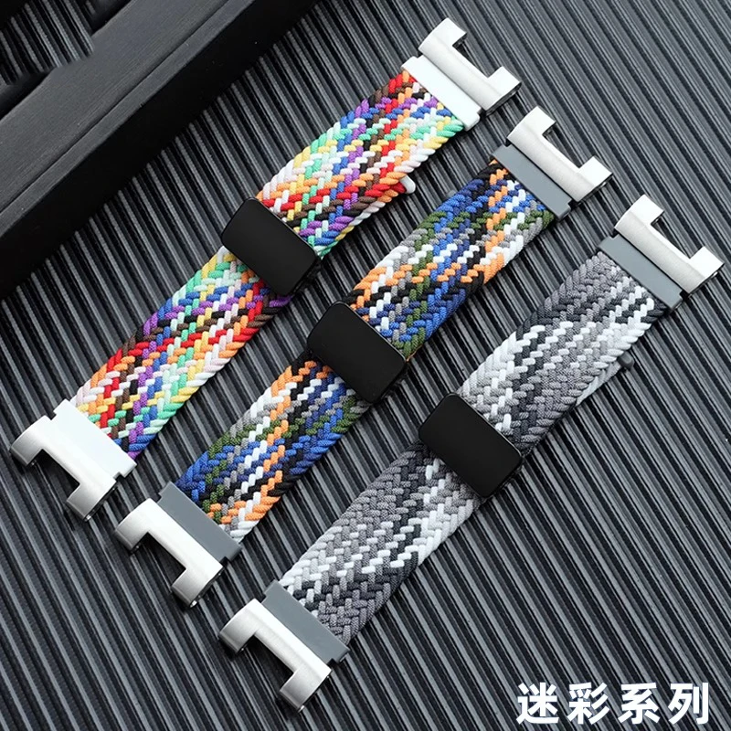 ل كاسيو G-SHOCK GST-B100 W120L S810L W300 410 تعديل مطاطا مضفر المنسوجة النايلون قماش حزام ساعة اليد الرجال المغناطيسي حزام الساعات