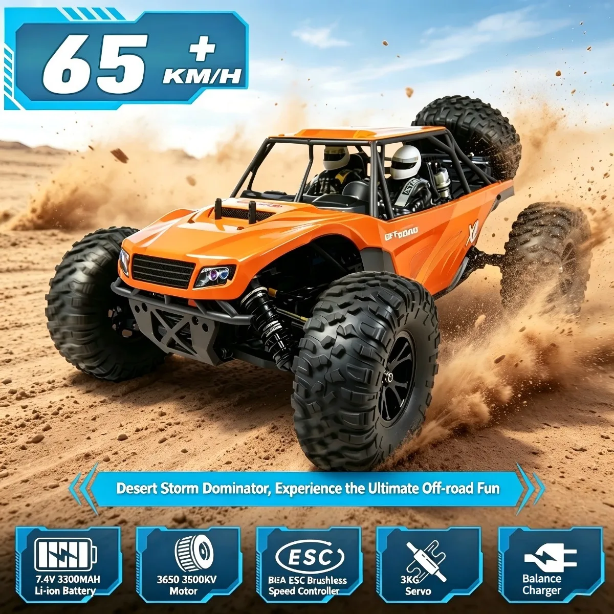 

Внедорожный автомобиль для пустыни 1/10 4WD, высокоскоростной ​ ​ Электрическая радиоуправляемая модель гоночного автомобиля-вездехода с бесщеточным двигателем для мальчиков