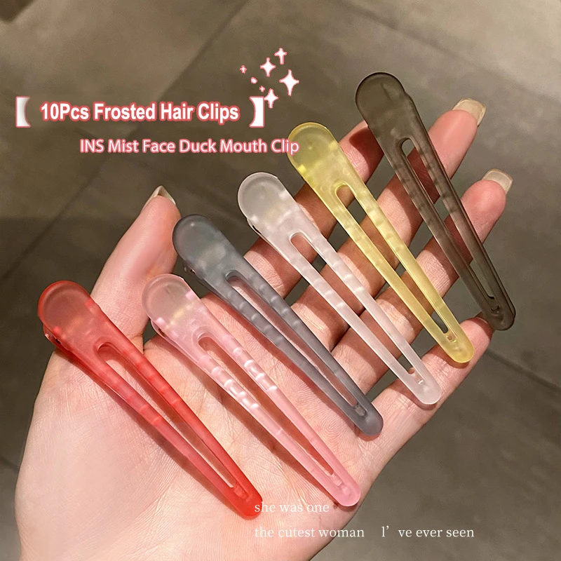 10Pcs/Set Candy Color Matte Duckbill Plastic Hair Clip 7.5cm Barrettes Hair Clamps Styling Tools Professional Salon Accessories