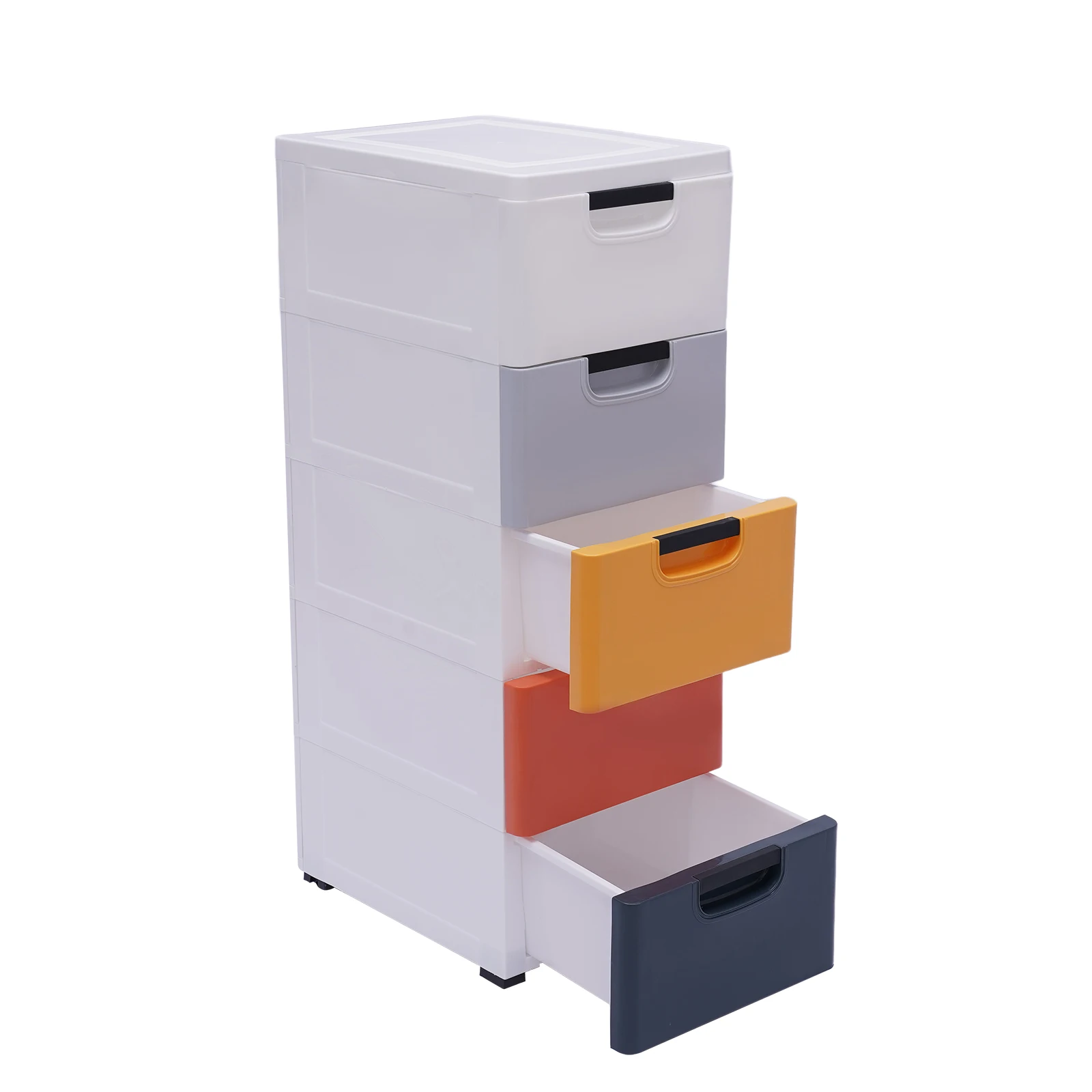 

5-Drawer Plastic Dresser with Transparent Compartments, Large Capacity, Easy Mobility for Home or Office