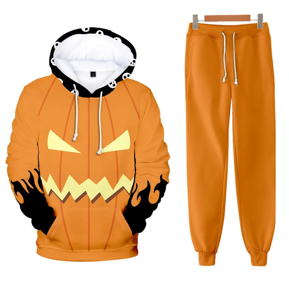 Neue männer Halloween Kürbis Kopf Cosplay Hoodie Hosen 2Pcs Outfits 3D Druck Männer Mit Kapuze Sweatshirt Sets Übergroßen Trainingsanzug anzüge