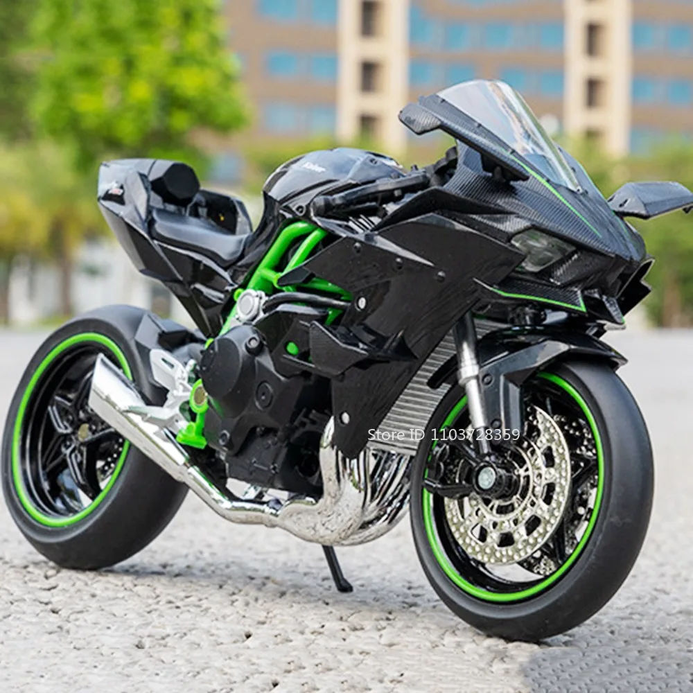 1:12 Speelgoed Model Kawasaki Ninja H2R 400 Miniatuur Motorfietsen Legering Diecast Motoren Geluid Licht Schokabsorptie voor Kinderen Geschenken