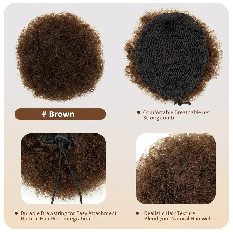 고품질 퍼프 인모 드로스트링 포니테일, 볼륨감 있고 탄력 있는 자연스러운 스타일, 가벼운 디자인, 브라질산 버진 레미 헤어