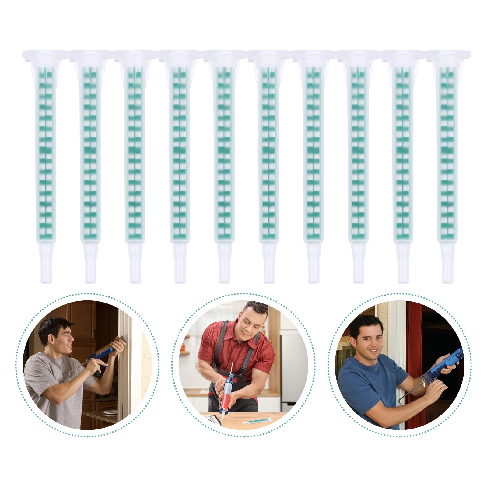 

50pcs Square Mixing Tube Set Epoxy Glue Applicator Resin Mixer Nozzle Lab Ab Glue Cartridge Cylinder Teaching Supplies