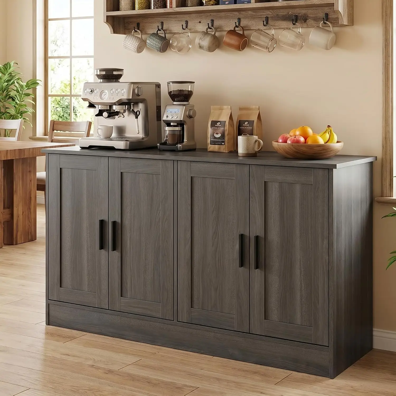 Dark Gray Storage Sideboard 53 Inches