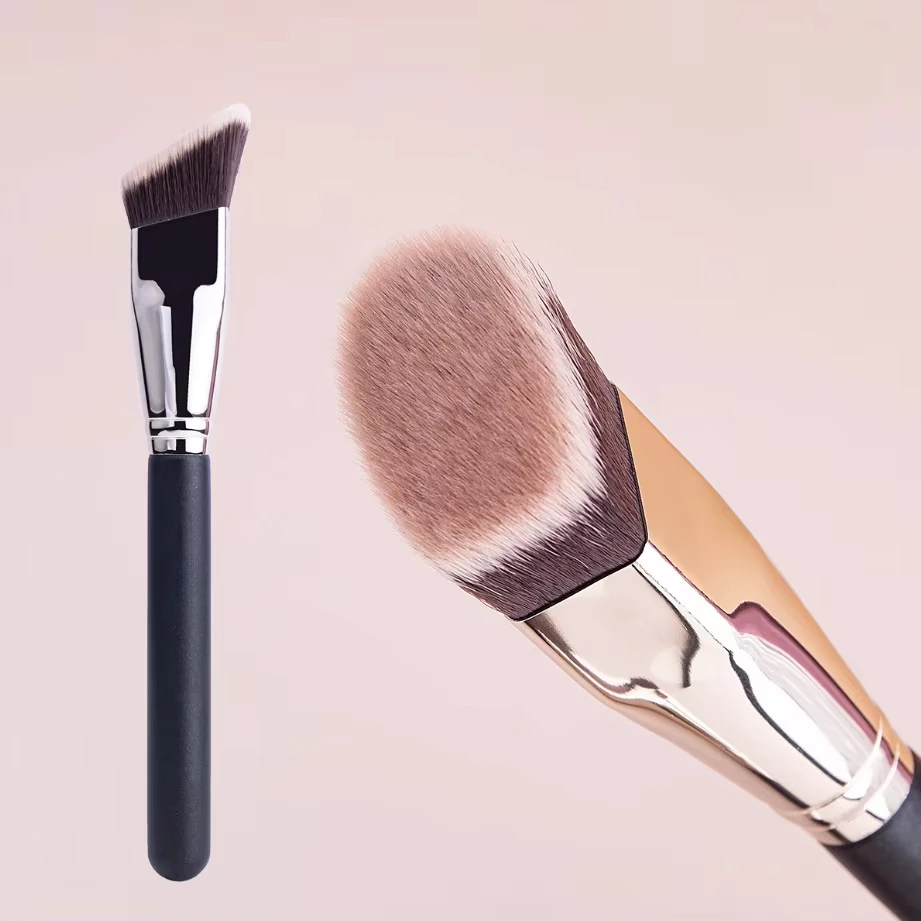 Kątowe płaskie pędzle do makijażu podkładu syntetyczne włosy kremowy róż w płynie korektor pędzel kosmetyczny profesjonalne narzędzia kosmetyczne