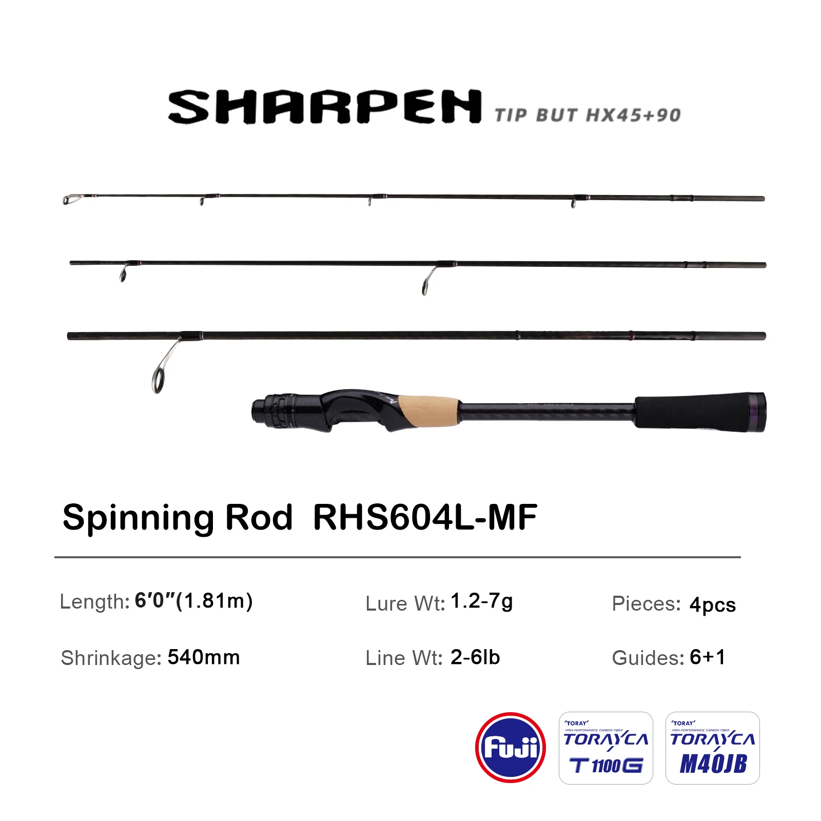 PURELURE SHARPEN Travel Soft Lure Long Spinning and Casting XF/MF Action Rods FUJI Components Bass Pike Rod Angelrutenrolle