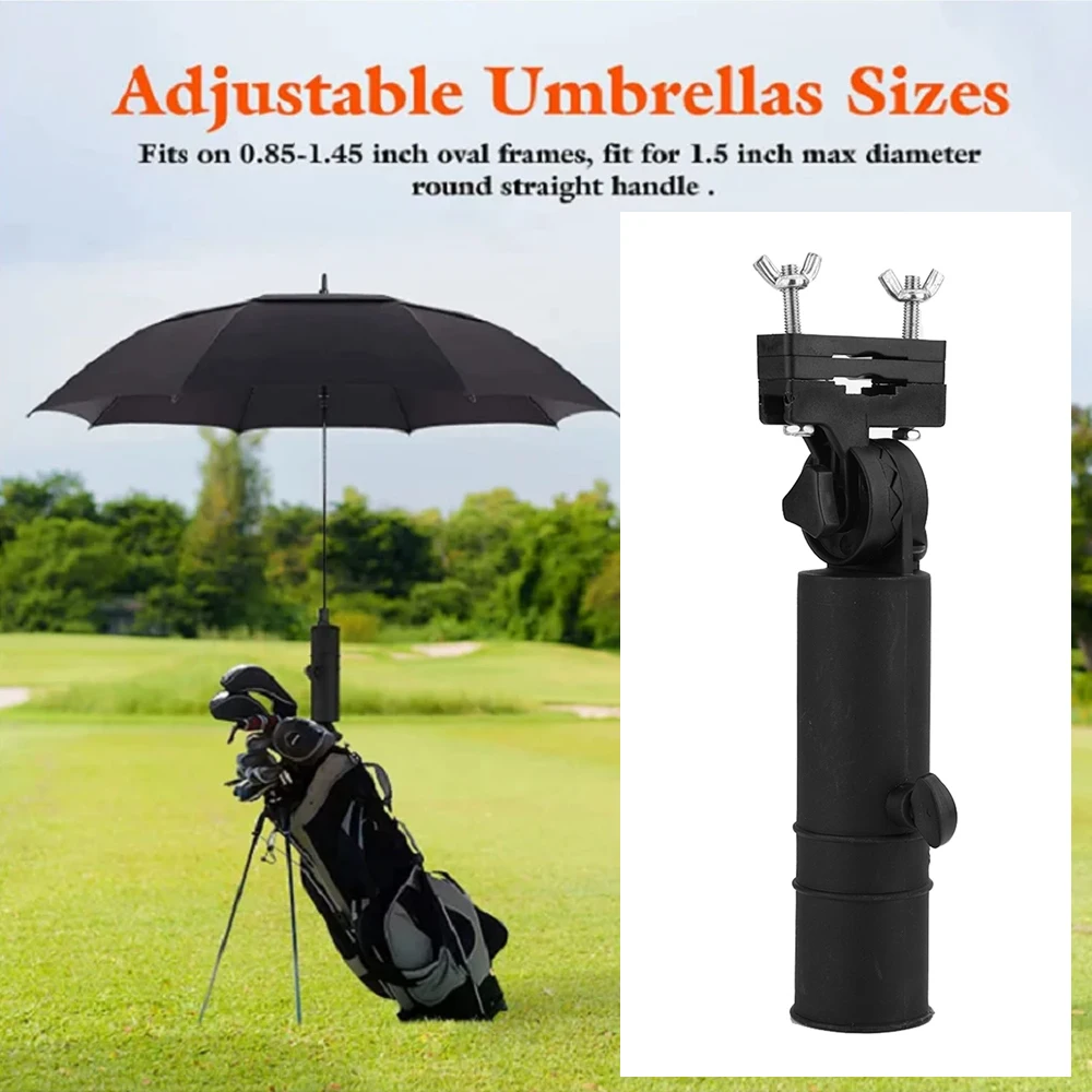 Universal Golf Cart Umbrella Holder Adjustable Golf Trolley Umbrella Stand Clip Buggy Baby Pram Wheelchair Umbrella Bracket