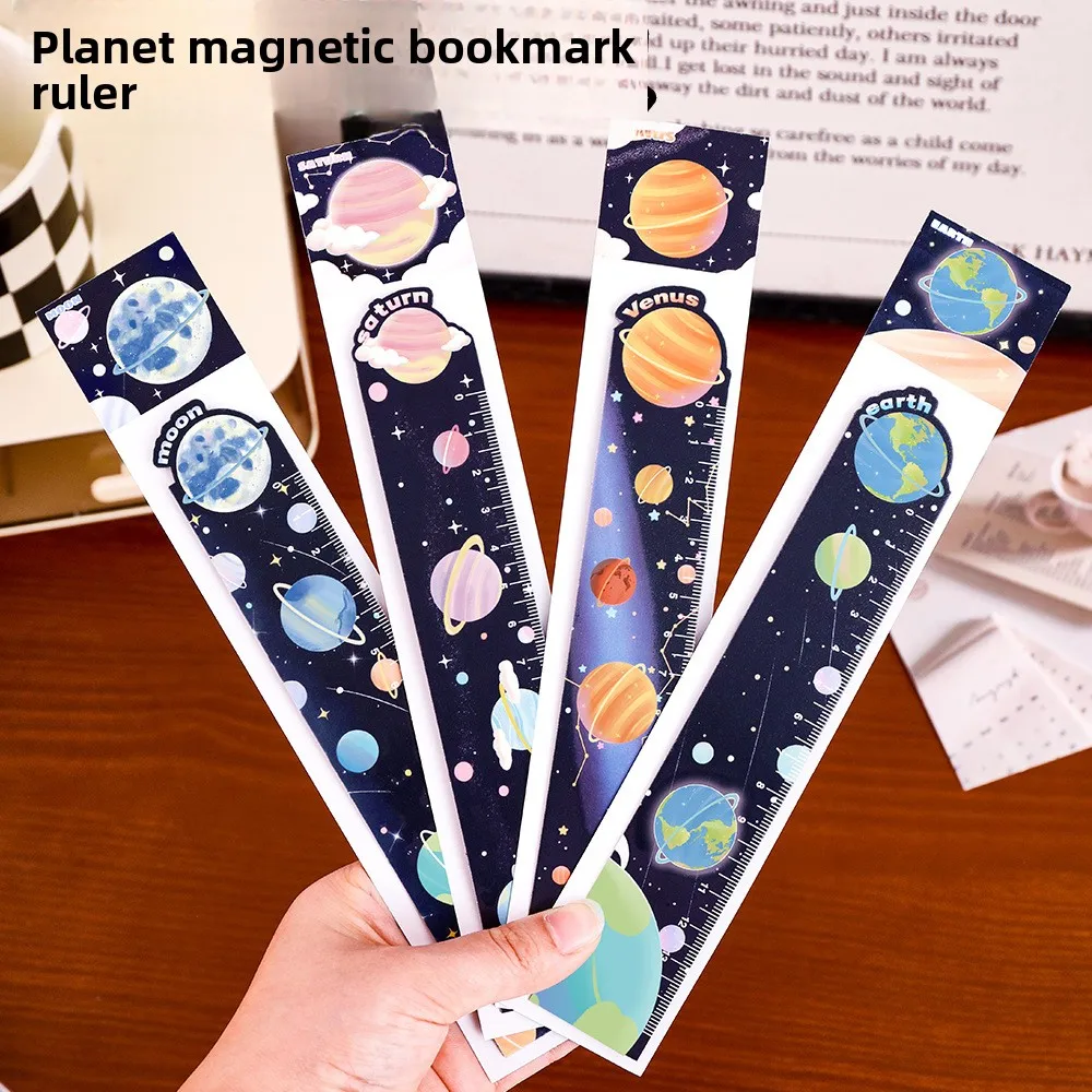 20 Pcs Planet Magnetic Bookmark Rulers Creative Bendable Multifunctional Ruler Student Prize Stationery Drafting Supplies