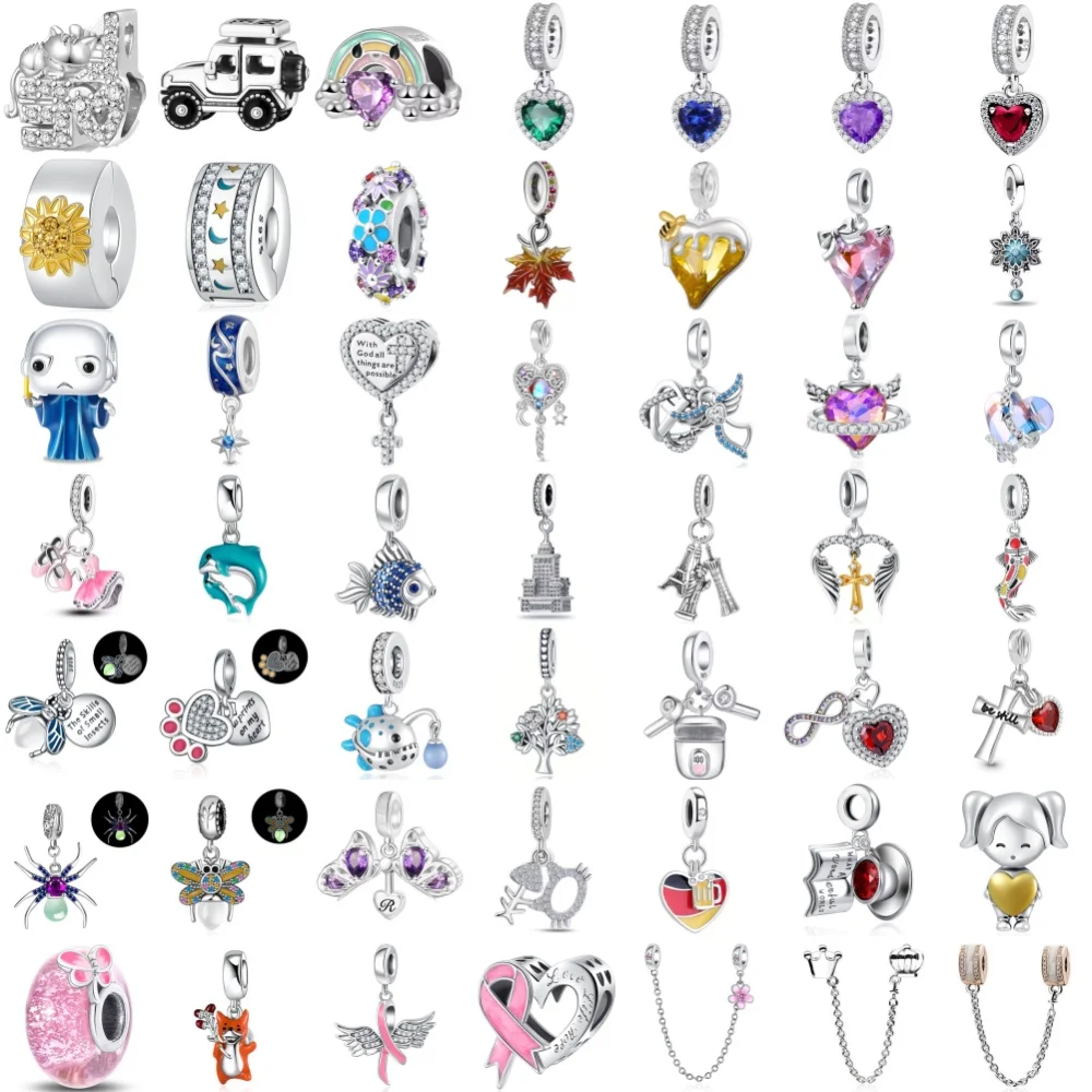 

Хит продаж: серебряные подвески 925 пробы (Jeep, радужные бусины, в форме сердца, в виде рыбы, в виде светлячка), оригинальные аксессуары для браслетов DIY, изысканные украшения.