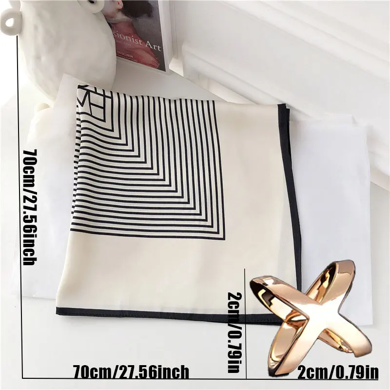 Women Korean version of simple stripes brocade forging 70cm small square scarf scarf headscarf and Silk scarf accessories