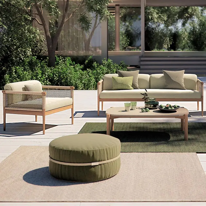 

Садовый диван, водонепроницаемая мебель из массива дерева, комплект уличных веревочных диванов для отеля, патио