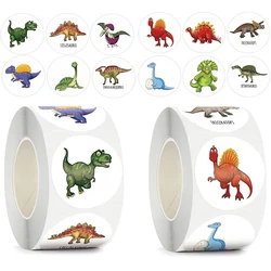 500pcs/roll Round Dinosaur Stickers for Kids Teacher Reward Stickers School Supplies Animal Incentive Sticker for Home