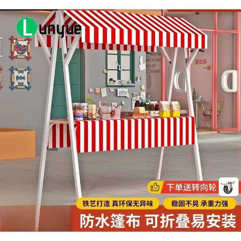 Foldable Market Stall Display Stand Commercial Night Market Mobile Shelf Portable Promotional Float Cart for Street Vendors