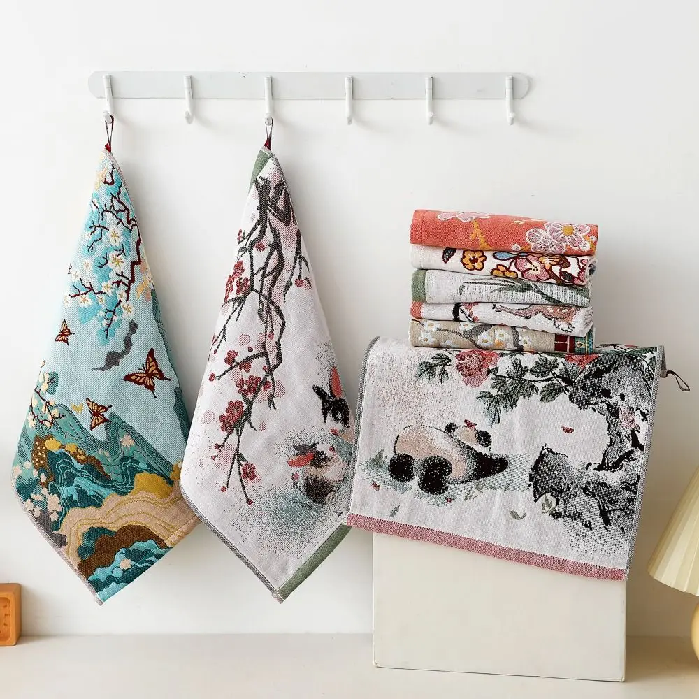 34x40cm Large Hand Towel 4 Layer Cotton Gauze Cartoon Pure Cotton Dish Cloth Decorative Quick Dry Handkerchief Towel