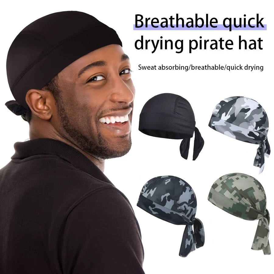 

1 шт., уличная защита от солнца, велосипедная спортивная кепка, дышащая, впитывающая пот, быстросохнущая велосипедная пиратская кепка, платок в стиле хип-хоп