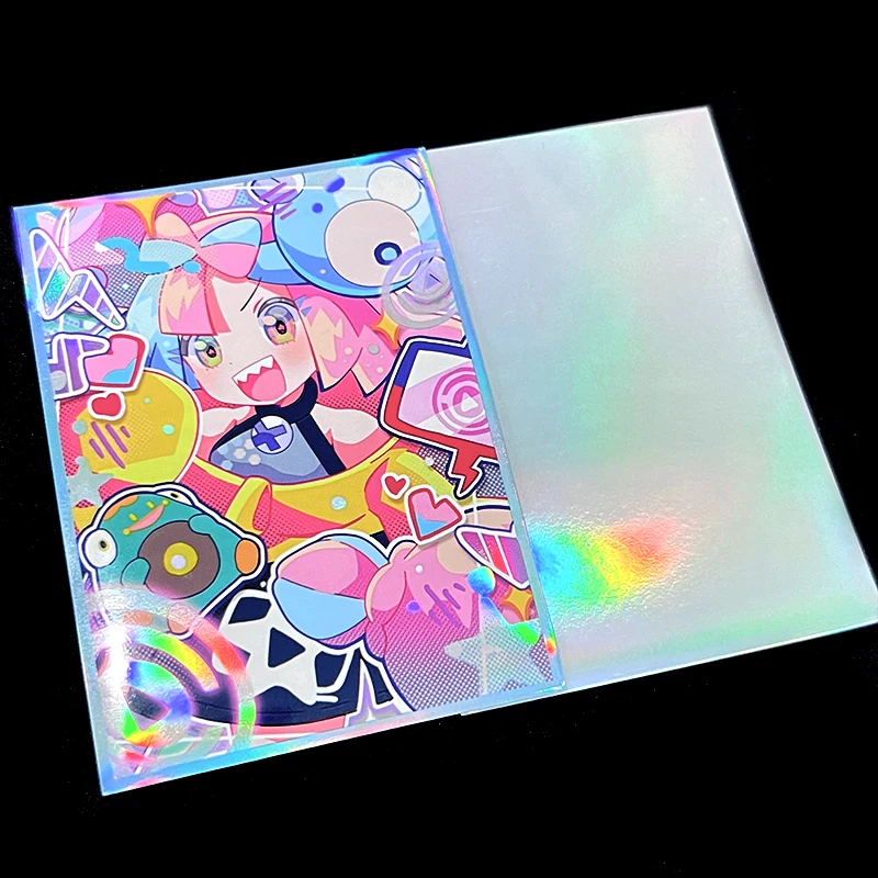 60PCS Pokemon Lono Card Sleeves Laser Shine Pink Cute Anime Girl PTCG Trading Cards Protective Case