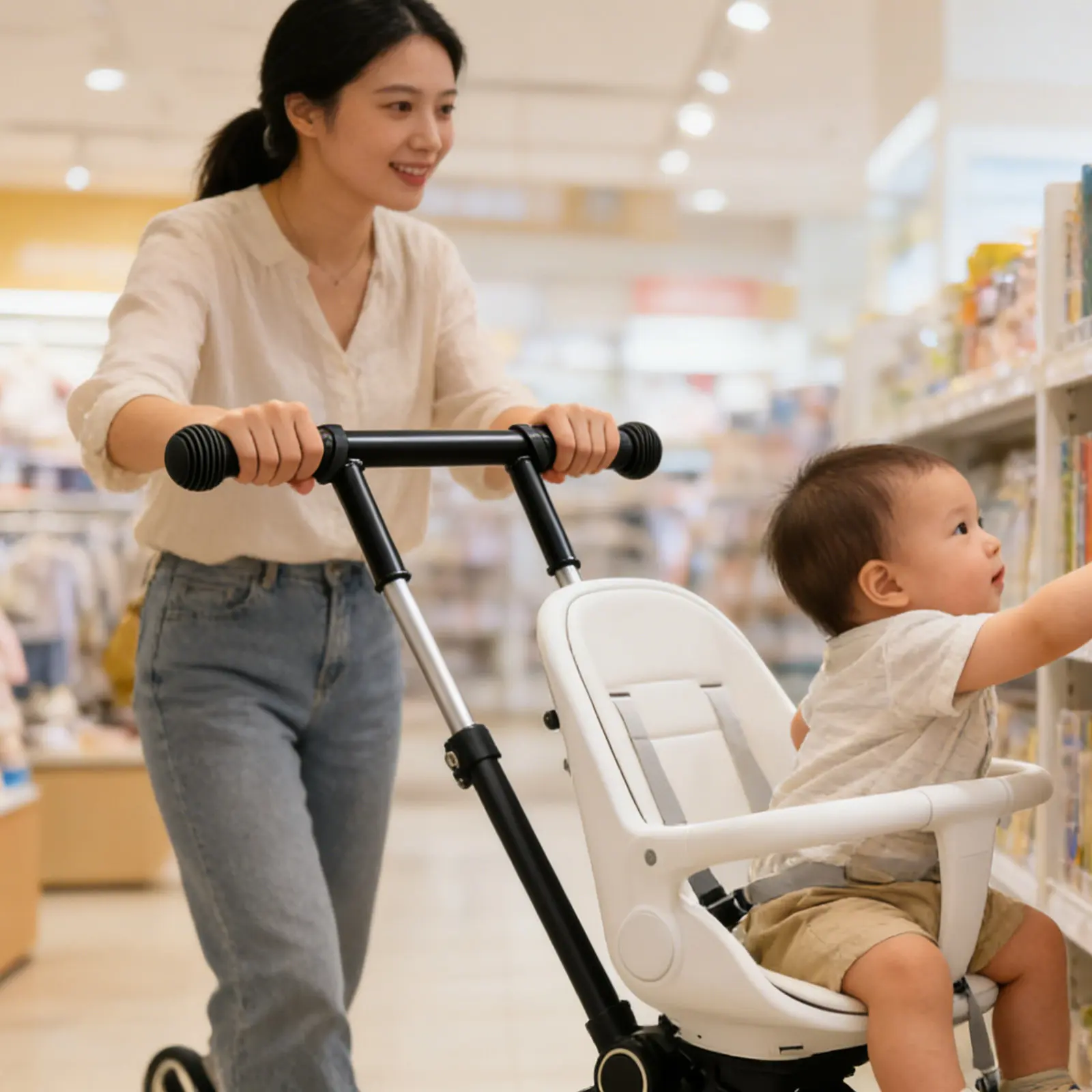 Stroller Handle Extender Ergonomic T-Shaped Extension Bar Fits 1.3 Handlebar Heighten 4.2 Quick Release Installation Baby